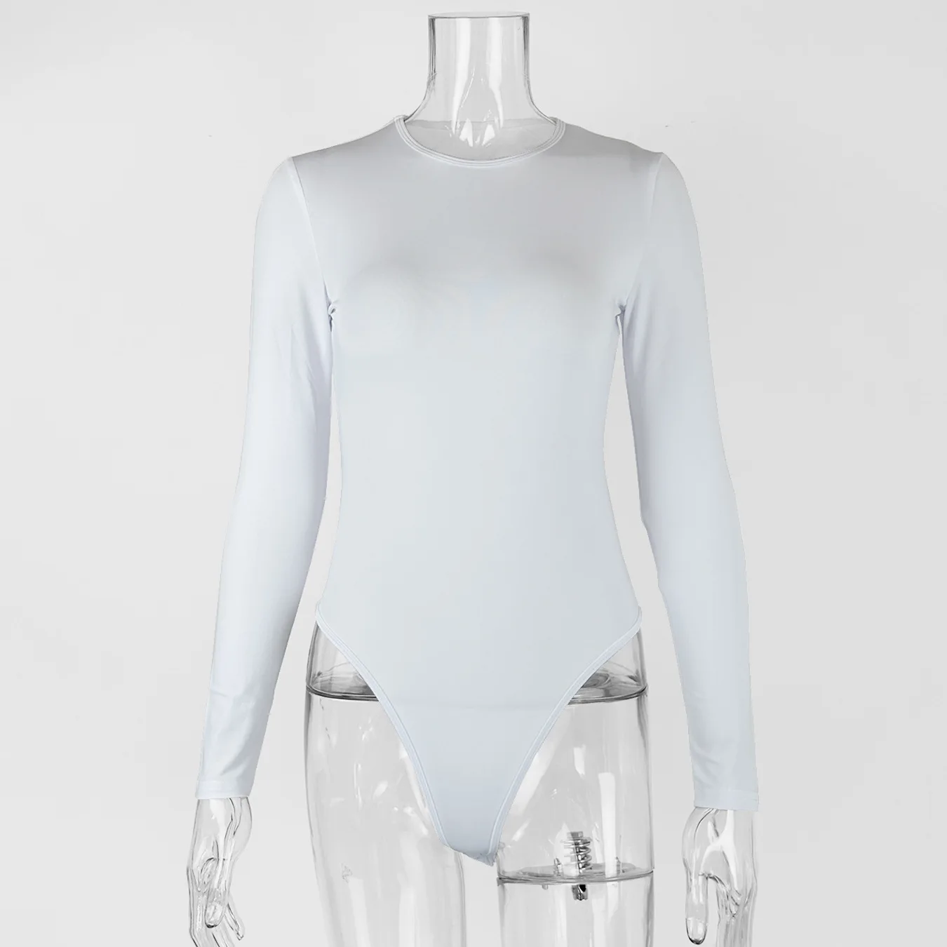 Seksowne, dopasowane body z długim rękawem dla kobiet, z okrągłym dekoltem, obcisłe body, białe, czerwone, czarne, khaki, topy damskie.