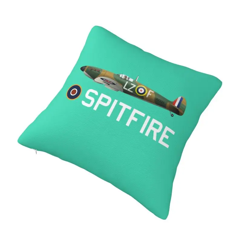 Custom Fashion Supermarines RAF Spitfire Cushion Covers 45x45cm Velvet WW2 War Fighter Aircraft Plane Airplane British Pillow