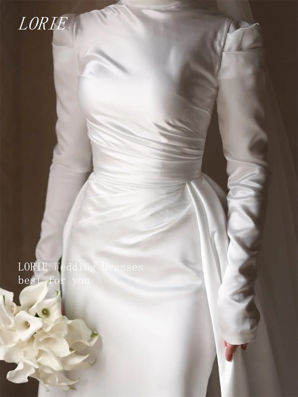 LORIE Abito da sposa classico a sirena Abiti da sposa a maniche lunghe Elegante abito da sposa scoop personalizzato 2026