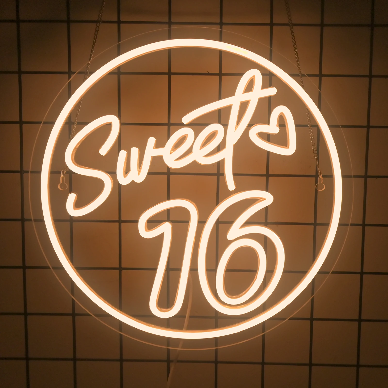 

Sweet Sixteen Neon Sign 16th Birthday Dimmable Led Neon Light for Bedroom Party Wall Decor Birthday Gifts for Girls USB Powered