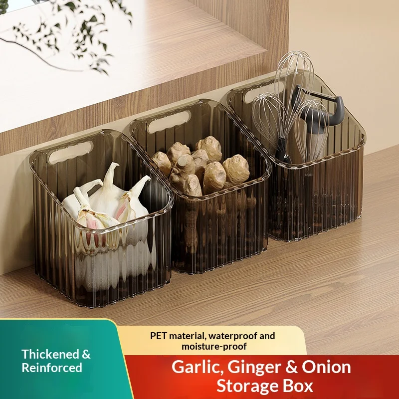 2/4PCS Transparent Wall‑Mounted Kitchen Storage Basket Hanging Organizer For Garlic Ginger Onion Kitchen Accessory