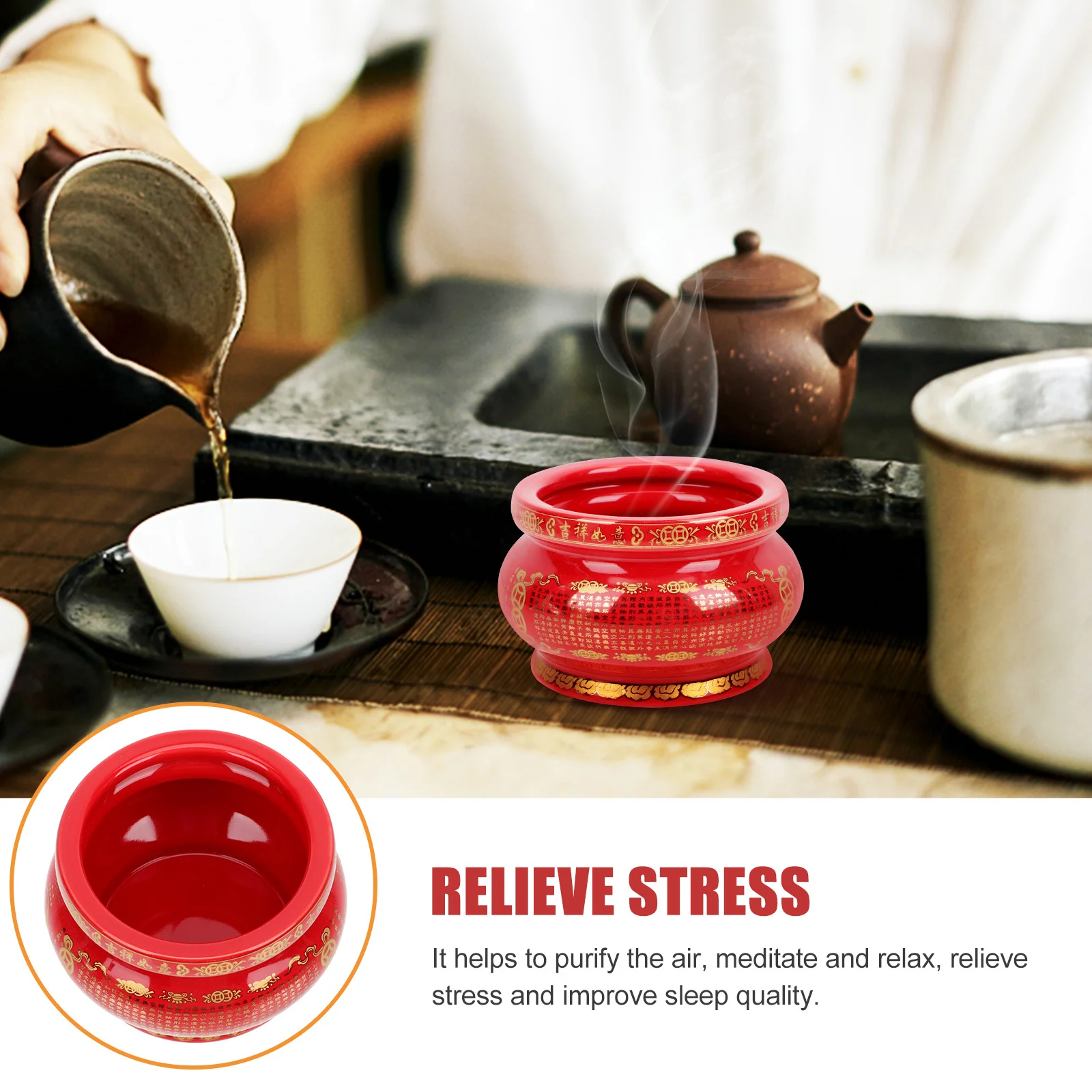 

Buddha Eight Diagrams Ceramic Incense Burner Practical Desktop Holder for Home Office Meditation Room Aromatherapy Decor