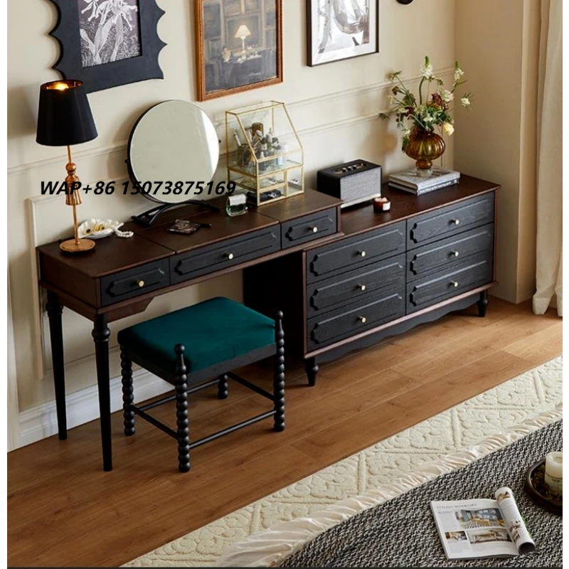Newly Designed French Solid Wood Durable Dressing Table Multi-Purpose Drawer Configuration Easy Storage Modern Bedroom Use