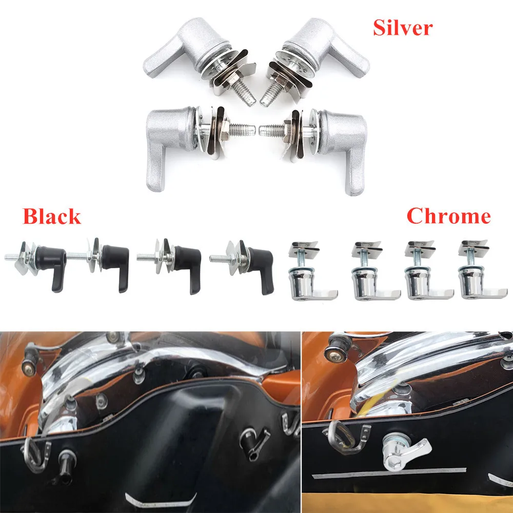 

Universal Motorcycle Saddlebag Lever Lock Bolts & Nuts Kit For Harley Touring Road King Electra Glide Dyna CVO Breakout Deluxe