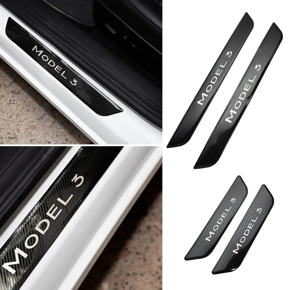For Tesla Model 3 Pedal Protection Strip 4Pcs/Set Accessories Model Y Juniper Door Sill Decoration Wrap Cover 2020 - 2026