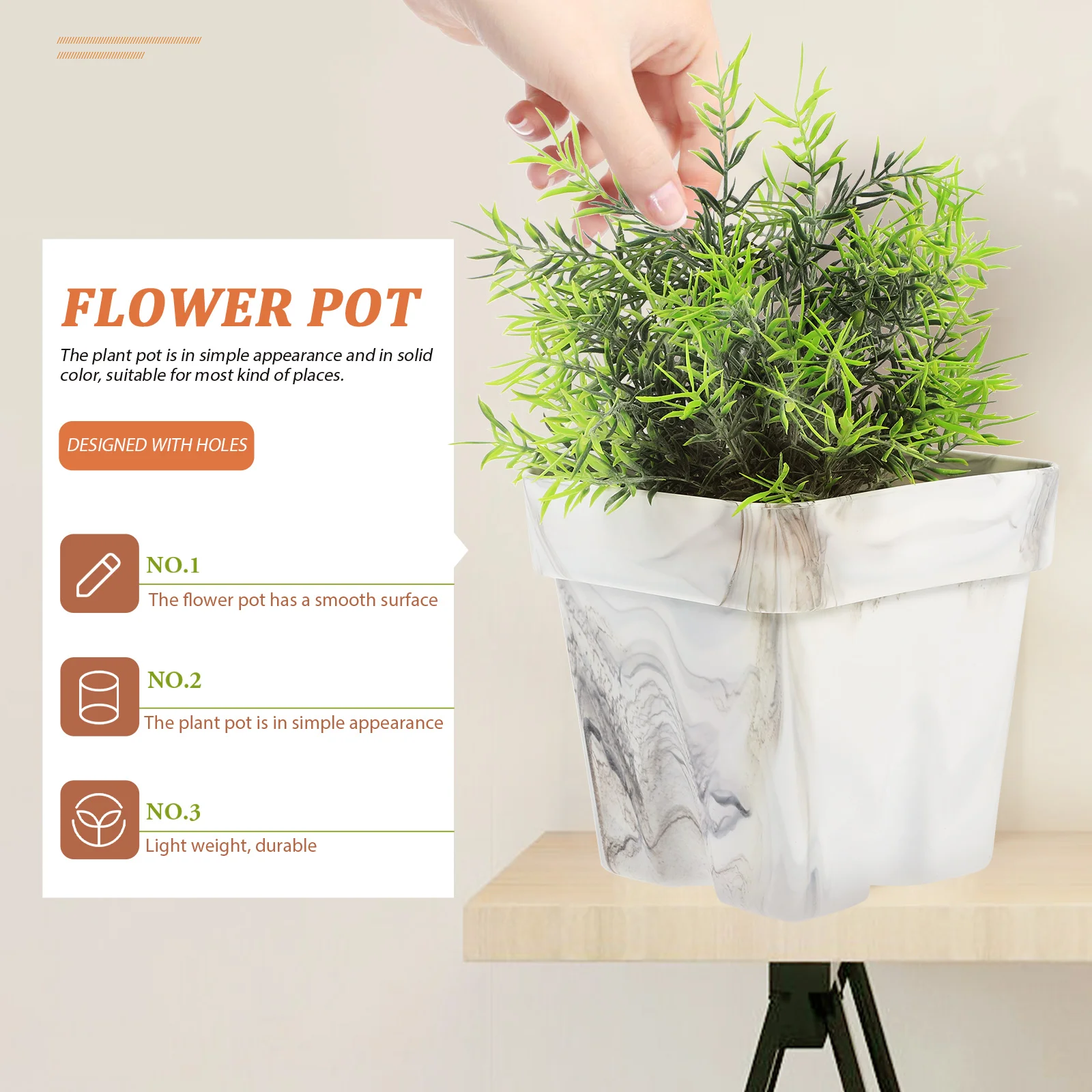 

Marble Pattern Silicone Flower Pot Durable Lightweight Garden Vase Reusable Plant Pot for Plants Succulents