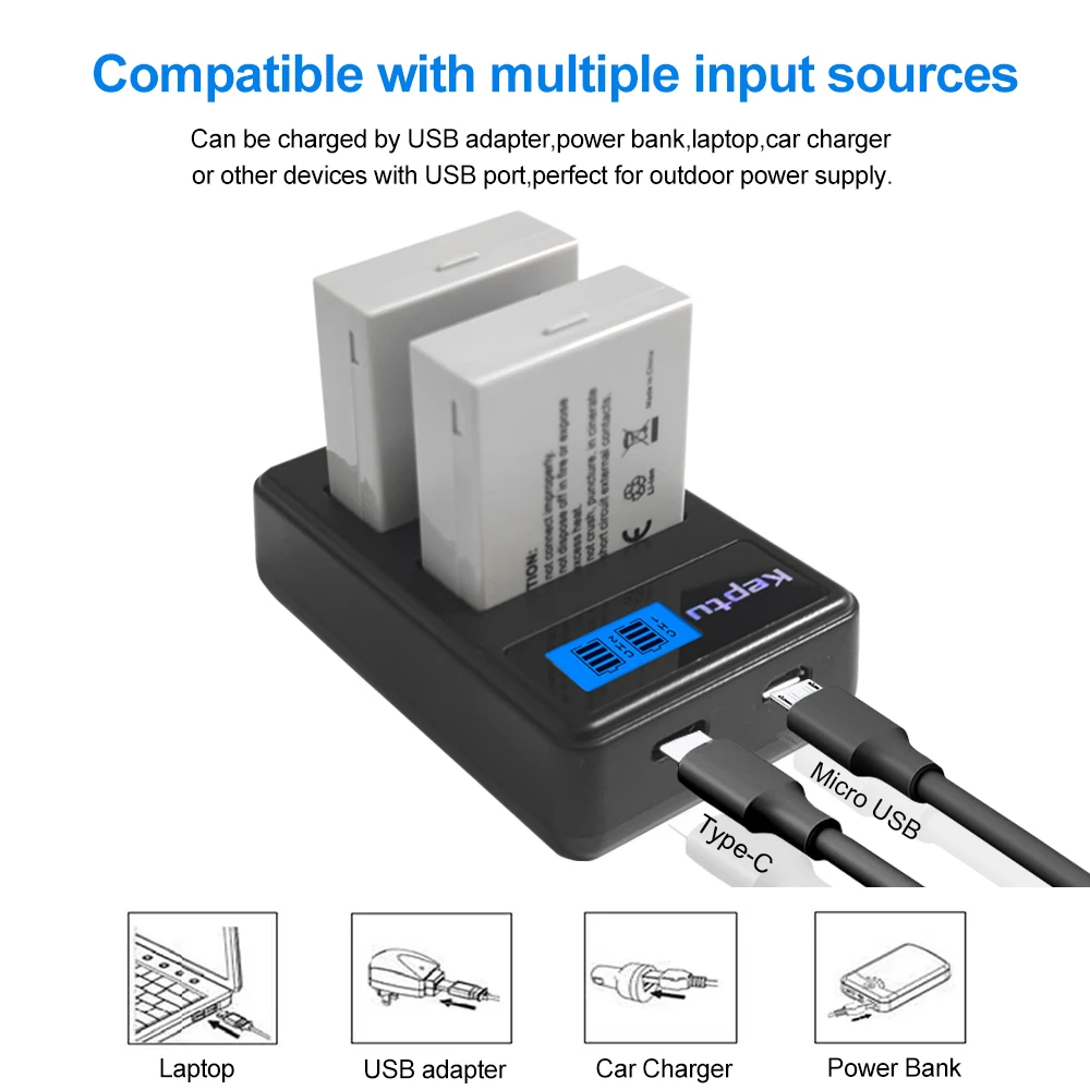 KEPTU-Batería de 1800mah LP-E8 LP E8 LPE8, cargador LCD para Canon EOS 550D 600D 650D 700D Rebel T2i T3i T4i T5i Kiss X4 X5 X6i
