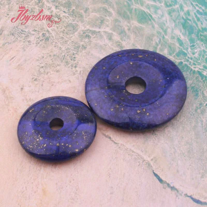 25,40,50mm Round Donut Rings Blue Lapis Lazuli Natural Stone Beads for DIY Necklace Bracelet Pendant Charms Jewelry Making 1 Pcs