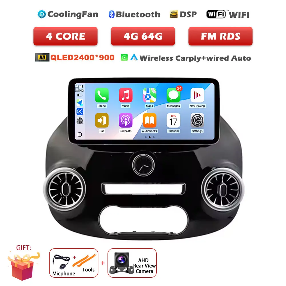12.3 inch Android 16 Auto voor Benz Vito W447 2014-2022 autoradio multimediaspeler GPS radio draadloze CarPlay navigatietools