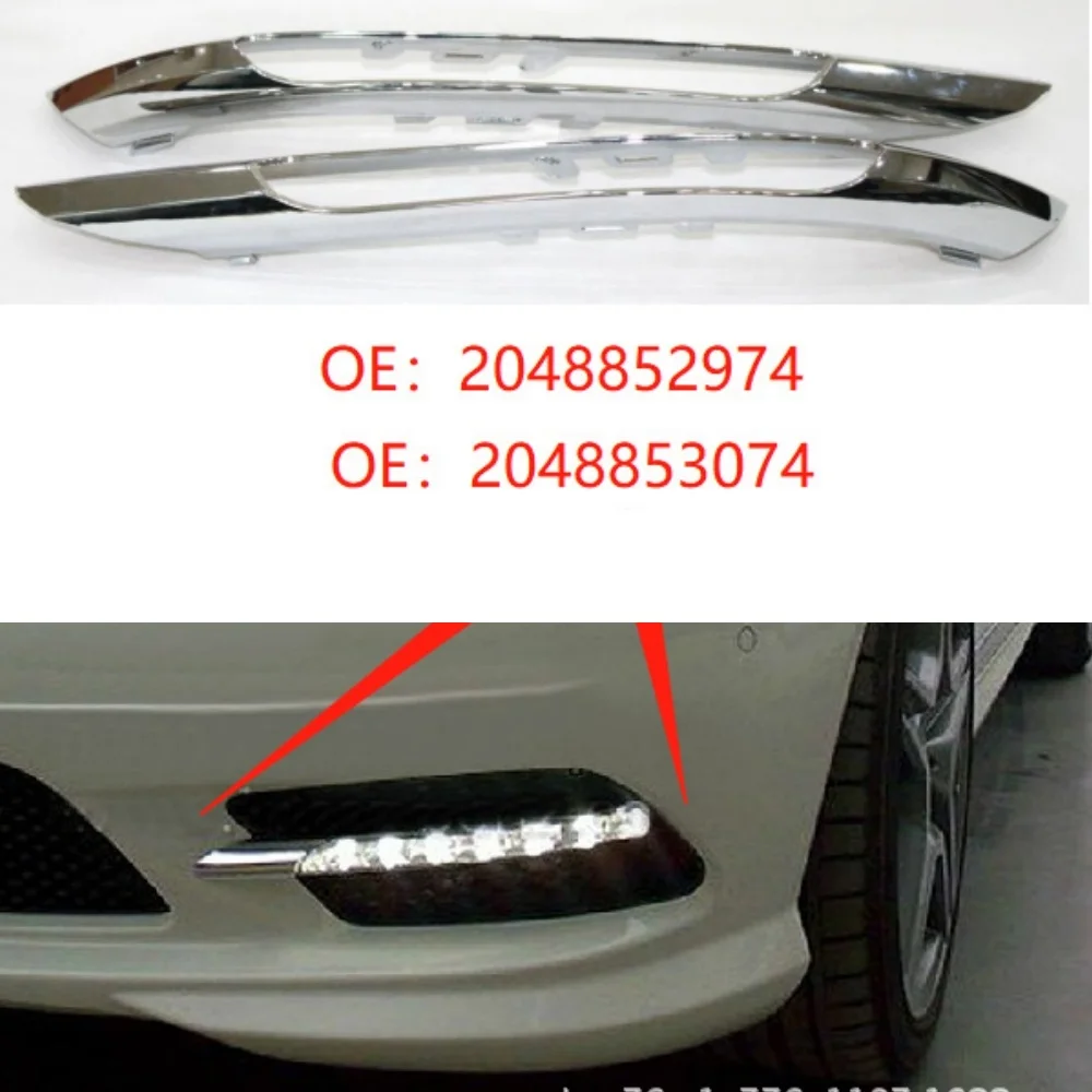 Front bumper fog light frame light strip  For Mercedes Benz C-Class W204 2011-2014 OE：2048852974 2048853074