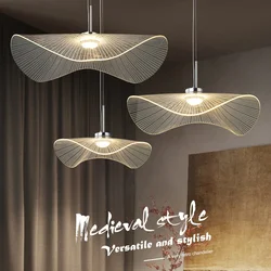 Nordic Restaurant Chandelier Simple Modern Creative Art Lotus Leaf Straw Hat Lamp Designer Cream Wind Study Light in The Bedroom