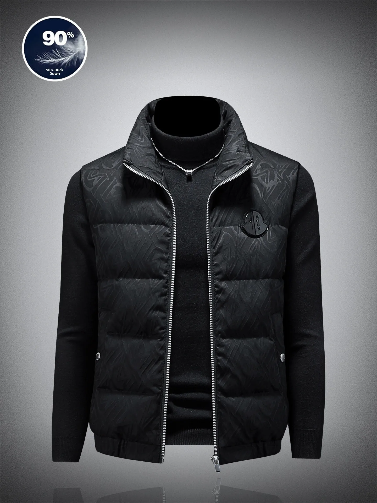 

Мужской модный жилет с вышивкой букв и пэчворком, зимняя верхняя одежда 2025, приталенный пуховый жилет без рукавов, городской стиль