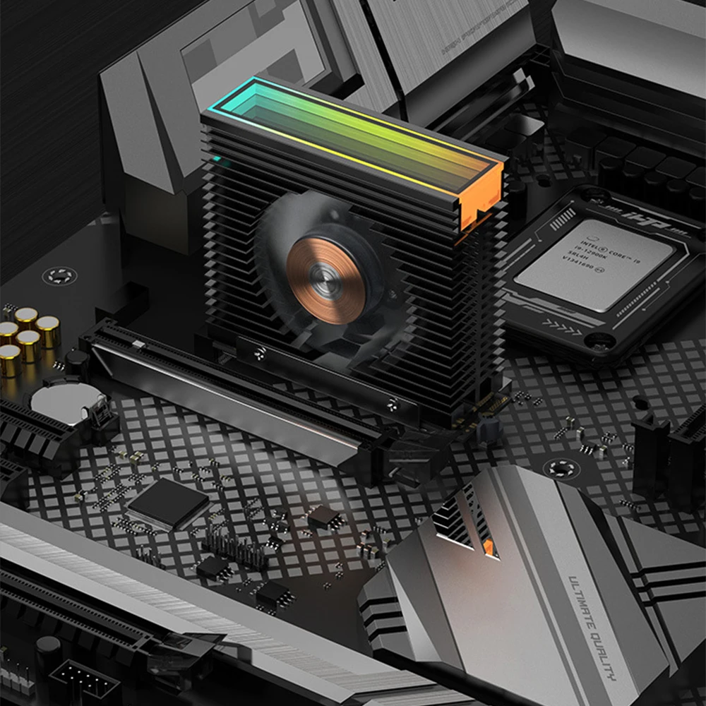 M.2 2280 Solid State Drive SSD Radiator 4pin PWM Fan PCIe5.0 Air Cooling