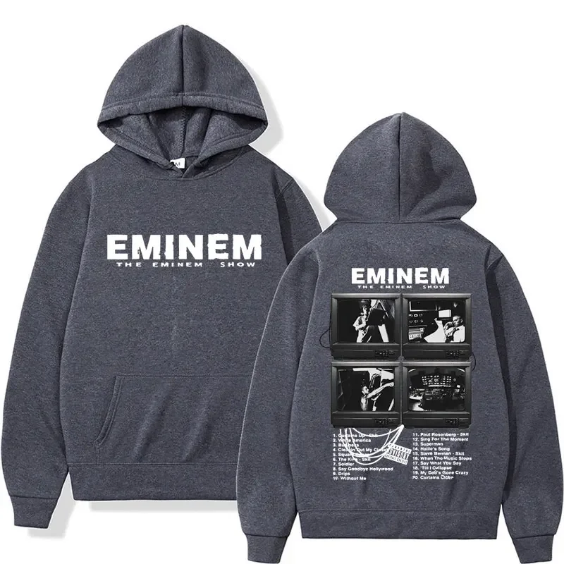 Rapper Eminem Music Album Hoodie Men Women\'s World Tour Gift for Fan Graphic Hoodies 90s Vintage Fleece Oversized Sweatshirt