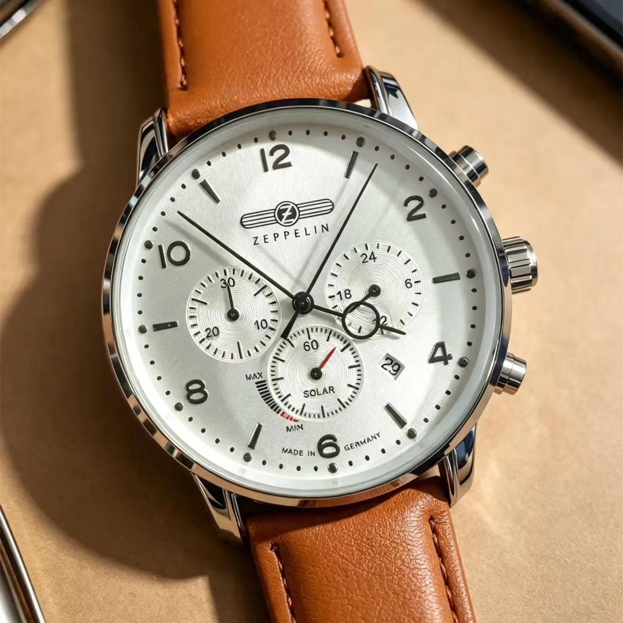 Zeppelin Airship Automatic Date Mens Leather Band Fashion Luxury  Business Casual Men Watches Gift Men's Waterproof Watch