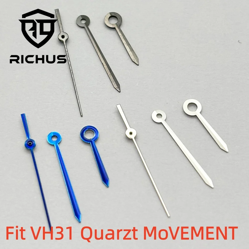 RICHUS Pointed Pencil Watch Hands Stainless Steel Watch Fit VH31 Quartz Movement Replacement Watch Movement Repair Parts