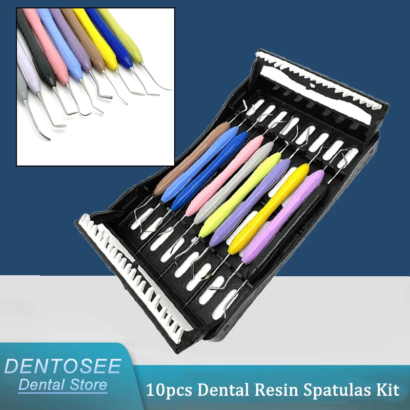 

Dental Spatulas Kit 10pcs Silicone Handle Composite Filling Instrument for Teeth Restoration Dentist Tools Set