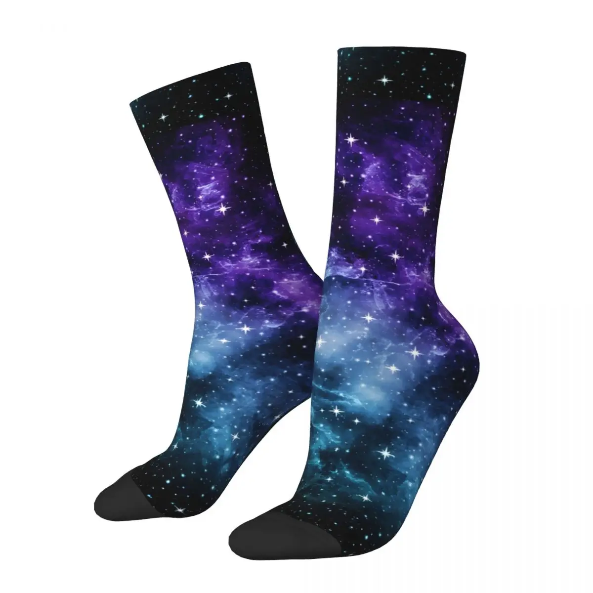 

Retro Teal Nebula Dream Men's compression Socks Unisex Space Galaxy Harajuku Seamless Printed Novelty Crew Sock