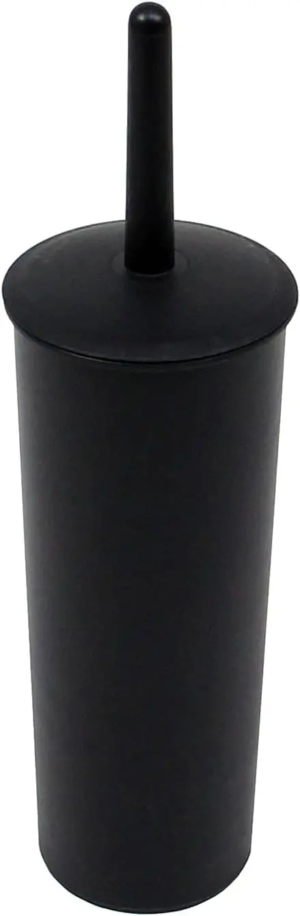 

Компактный отдельно стоящий держатель для туалетной щетки и ершика для ванной комнаты – экономия места, прочный, для глубокой очистки, с закрытой щеткой, черный цвет