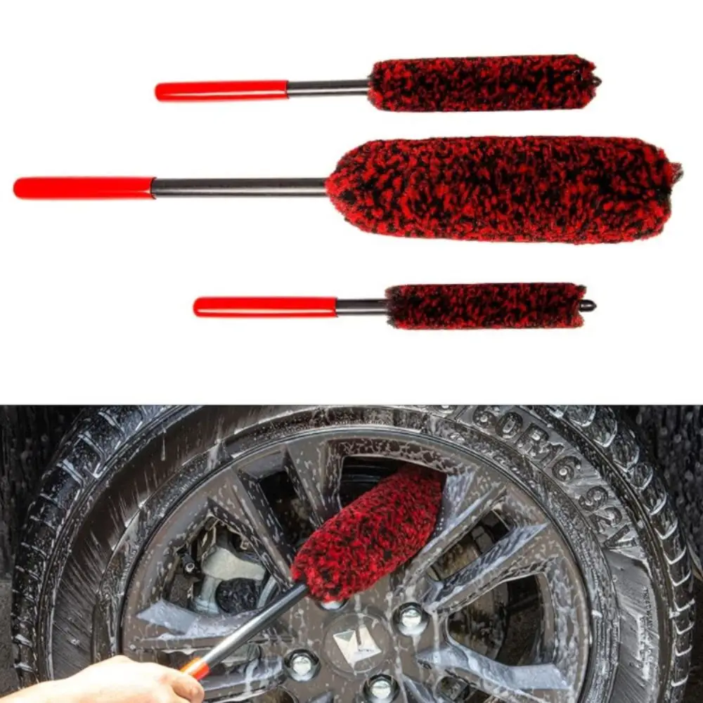 Bendable Design Car Wheel Detailing Brush Plush Material Woolies Auto Wheel Woolies Brushes Long Handle