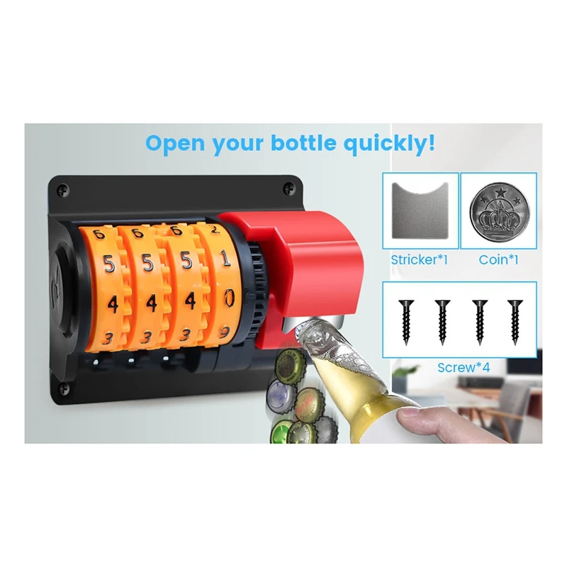 Bottle Opener Wall Mounted Beer Counter Bottle Opener With Precise Numbers, Manual Beer Can Opener For Kitchen Wall Bar