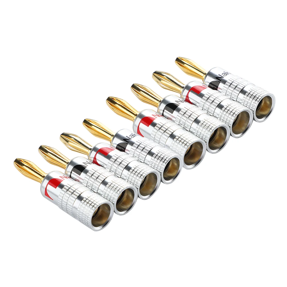 AIYIMA Banana Plugs8 pcs 24K مطلية بالذهب النحاس 4MM فانوس نوع الرأس موصلات لمكبر الصوت ومكبرات الصوت وجهاز الاستقبال