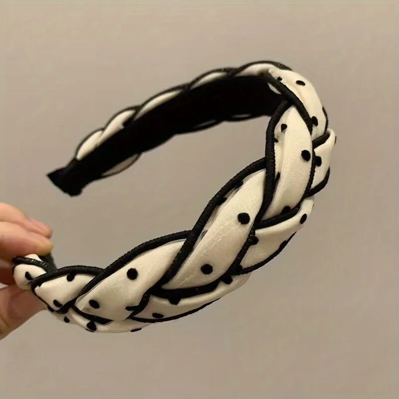 

Elegant Dot Hair Hoop Braided Design Versatile Color for Women Office Banquet Commuting Hair Accessories Headwear