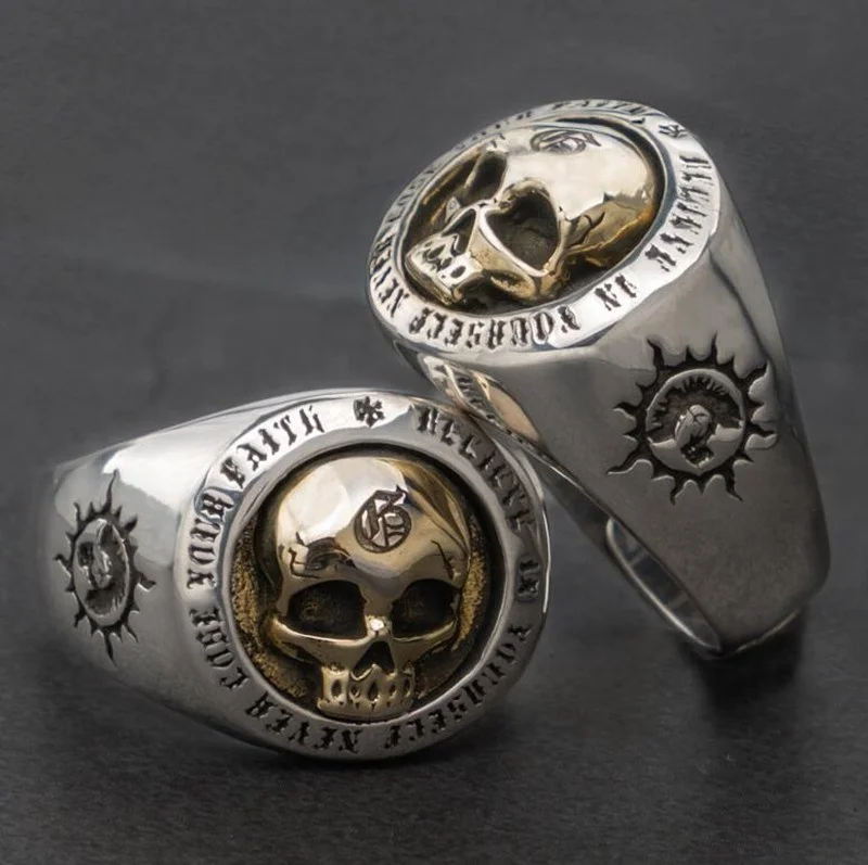 Gothic Ghost Head Skull Ring for Men Silver Color Metal Ring Punk Rock Biker Jewelry Gift Wholesale