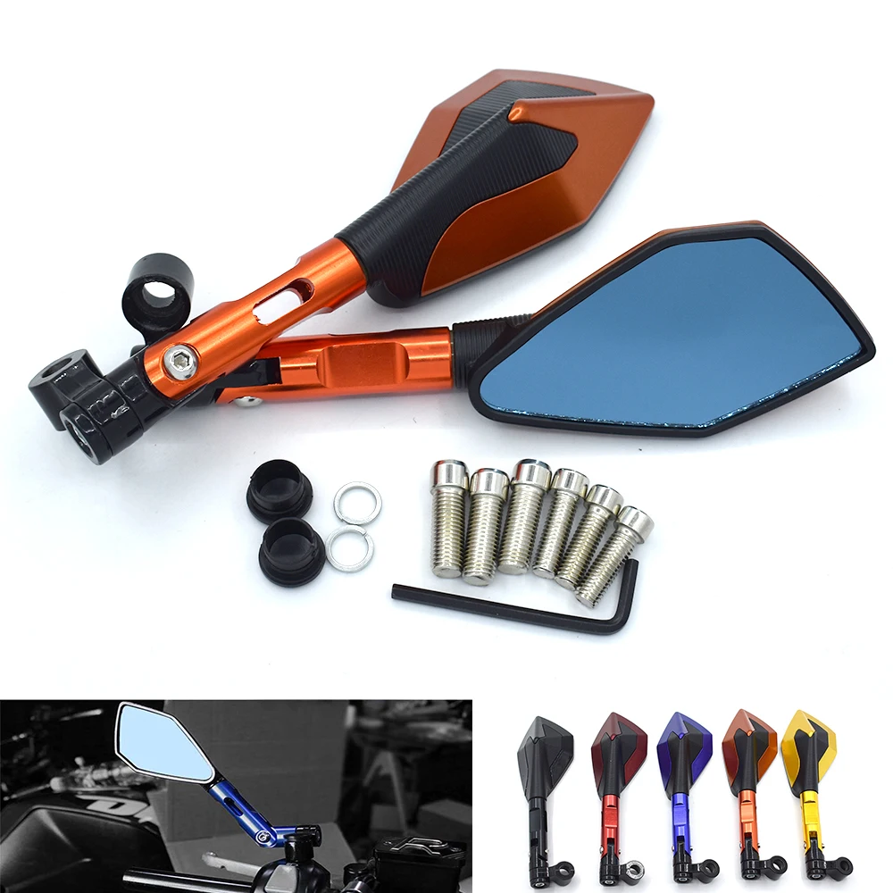 Espejo retrovisor Universal para motocicleta, cristal azul, aluminio CNC, para KTM 200 DUKE 390 Duke 690 Duke / R 990 Super Duke /R 690 SMC