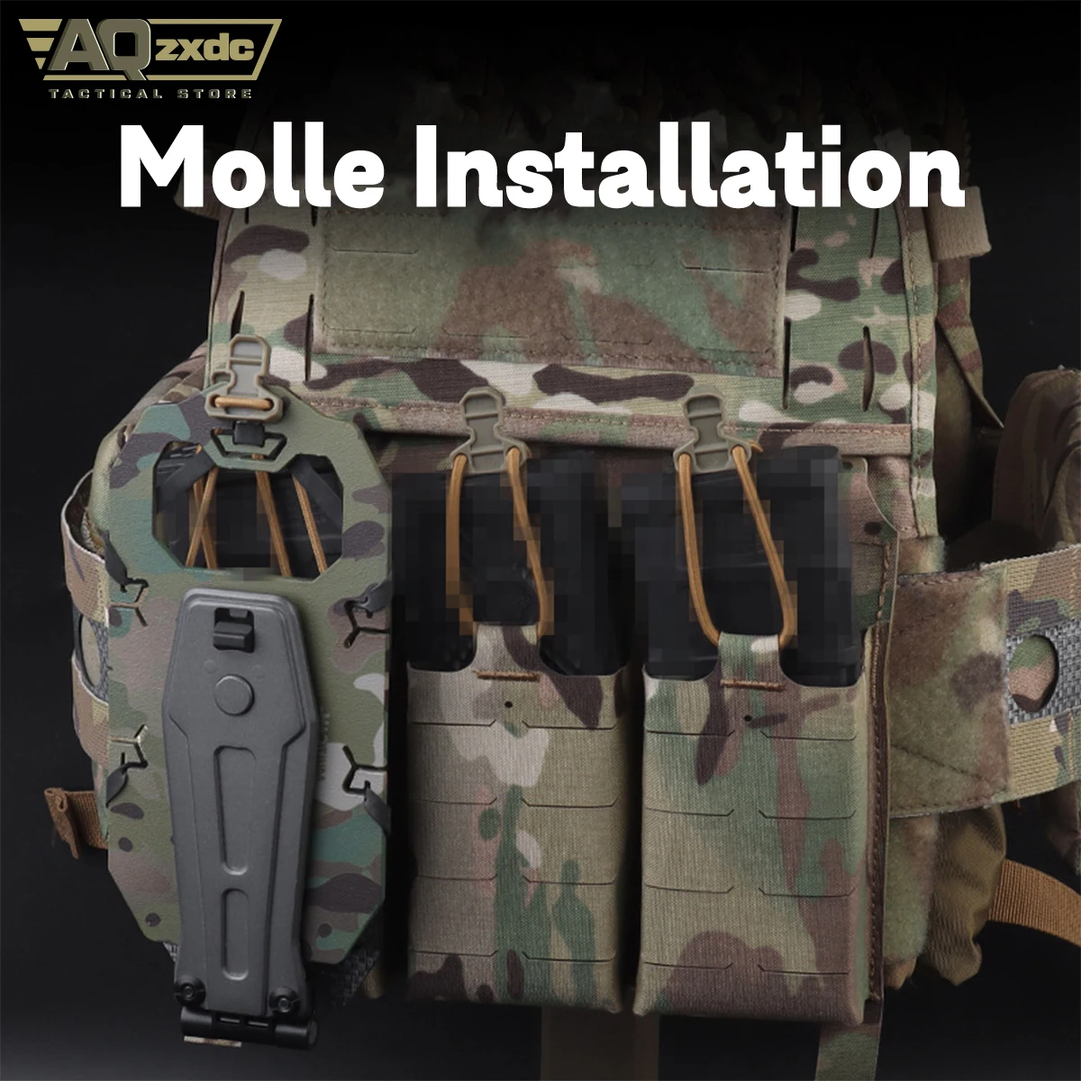 AQzxdc Tactical Rotating Mobile Phone Holder MOLLE Mount Tactical Vest Chest Mount Universal Chest Mobile Phone Plate Carrier