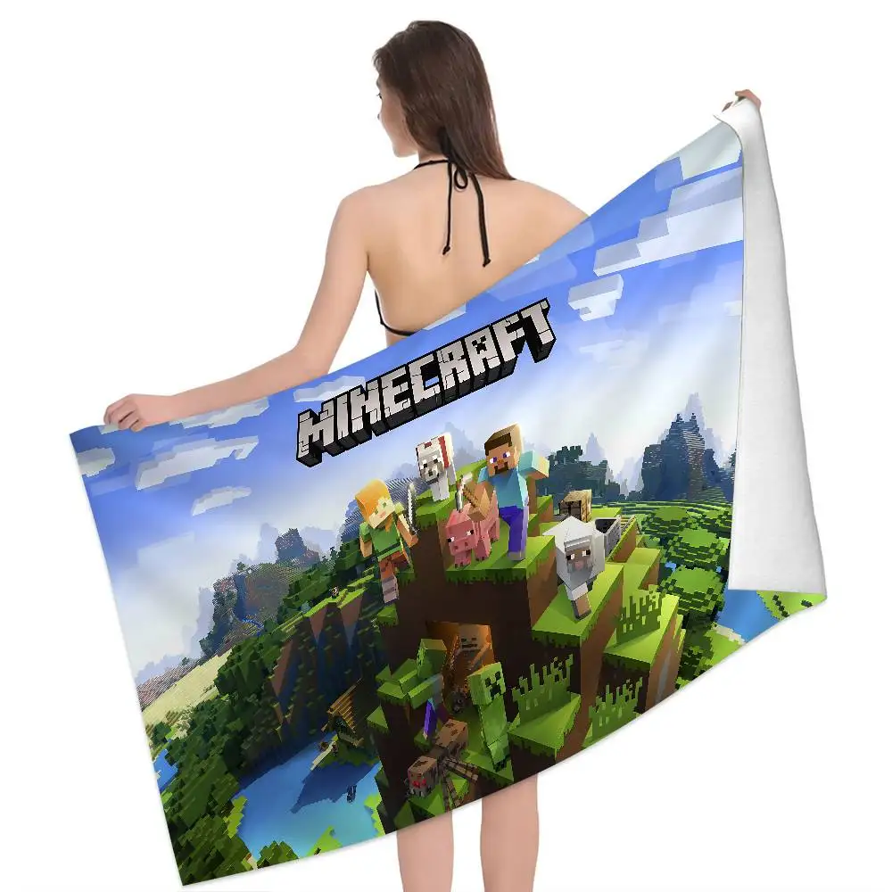 Toalla de playa de microfibra Sandbox Game M-Minecraft, absorbente, de secado rápido, suave, para yoga, natación, resort, escalada de montaña