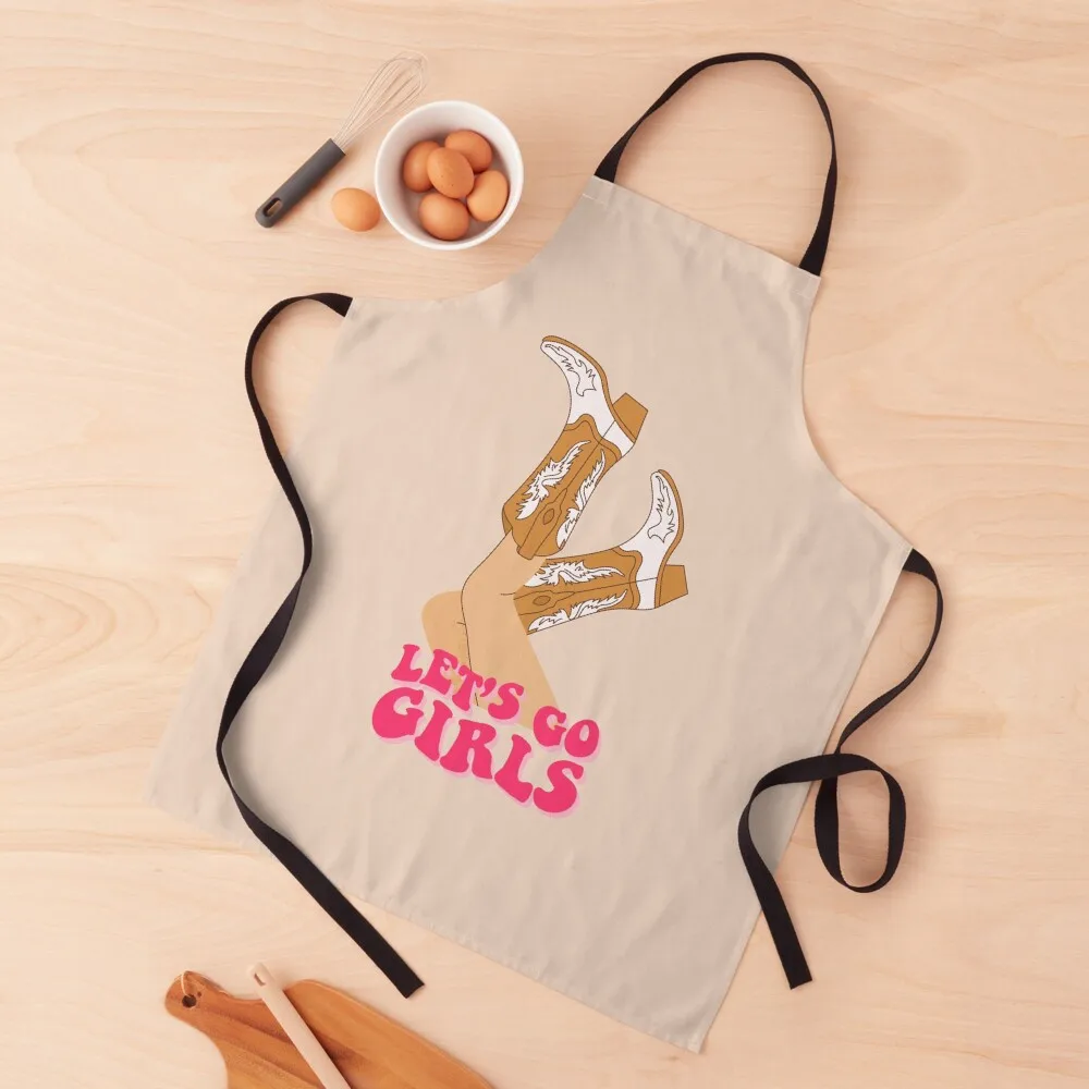 

Female legs in cowboy boots. Let s go girls. Cowgirl wears boots. Apron Kitchens Woman Men'ss Apron