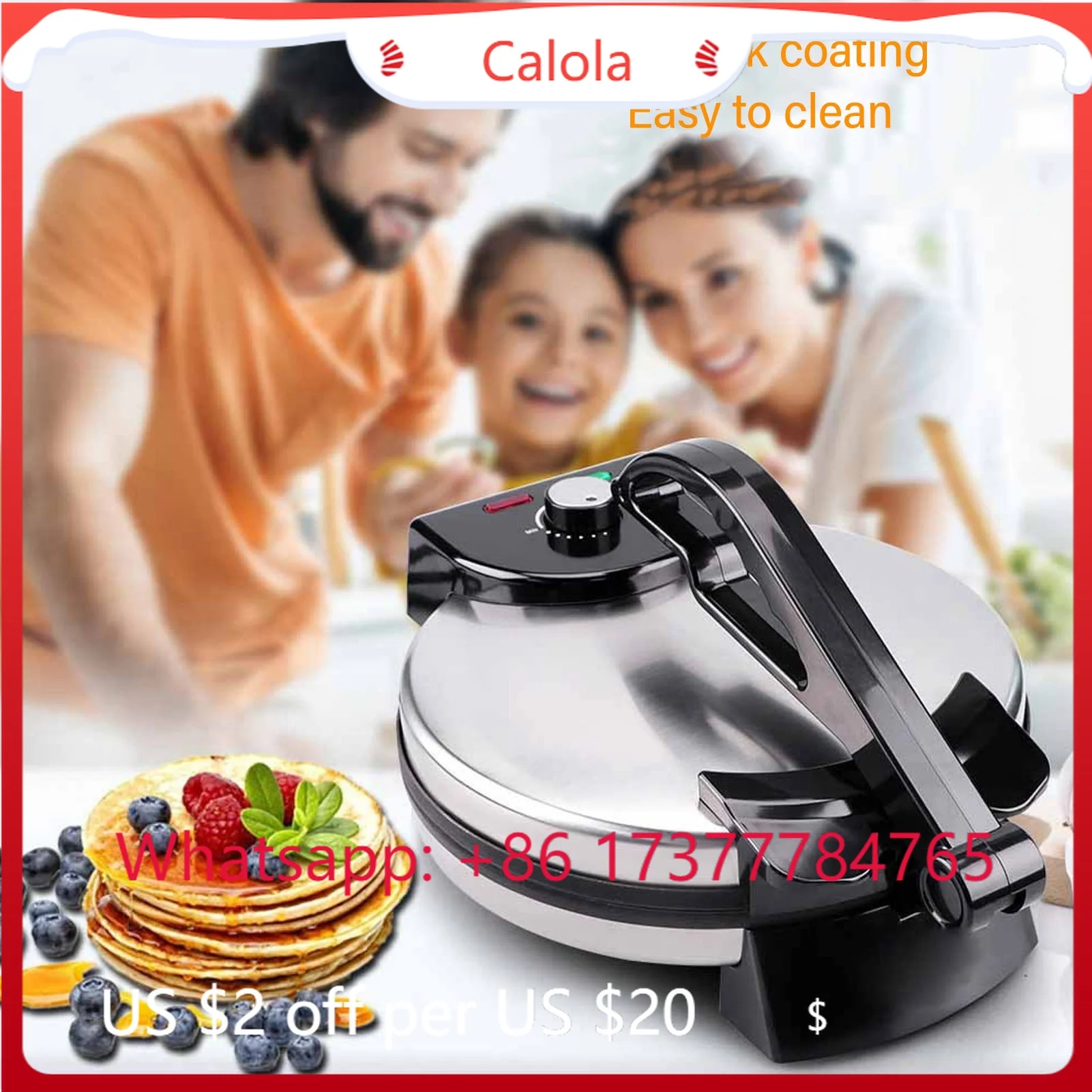Simple Operation 10in Electric Crepe Maker Fast Heating Knob Control Home Kitchen Use
