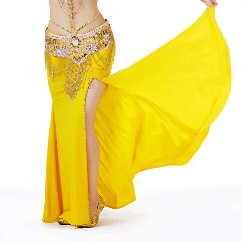 Kostium do Tańca Brzucha Damski Profesjonalny Występy Rozcięta Spódnica Sukienka Odzież Orientalna do Tańca 12 Kolorów