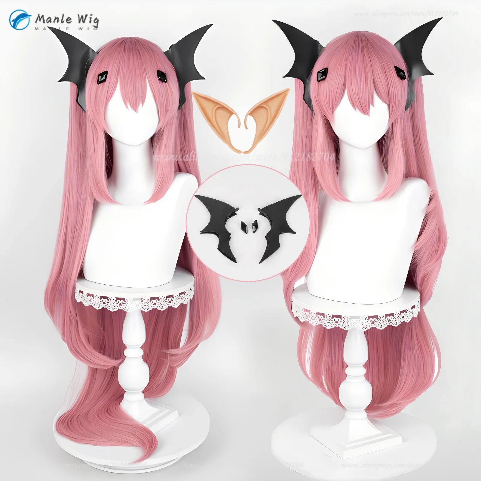 

2 Styles Anime Krul Tepes Cosplay Wig 90cm/110cm Pink Long Wig Heat Resistant Synthetic Hair Halloween Party Wigs + Wig Cap