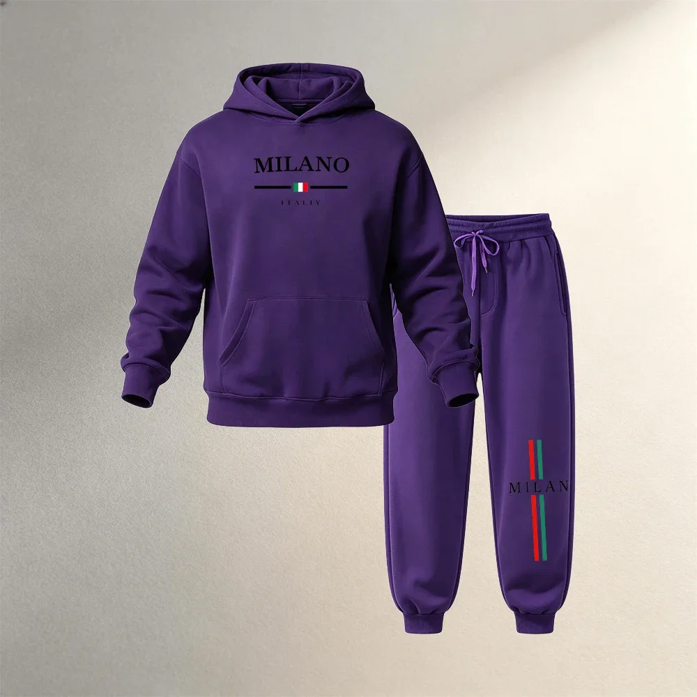 Men's Clothing Hoodies Sets 2Pcs Autumn Winter Men Sport Casual Sweatshirt Set Warm Pullover + Jogger Pants Fashion Running Suit view 3