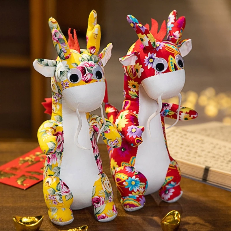 Chinese Year Of Dragon Plush Toy for Holiday Festival Dragon Cuddle Toy Soft MascotDoll Mood Soothe Gift