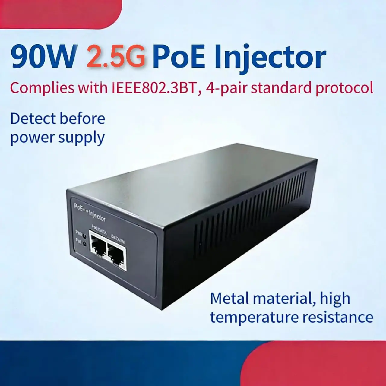 ieee-8023bt-poe-injector-90w-25g-multi-gigabit-metal-caseactive-poe-power-supply-adapter-48v-for-ip-camera-wireless-ap-cctv