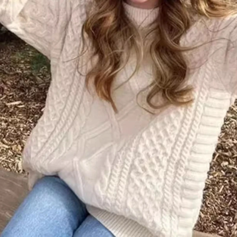 

Fashion Elegant Sweater Loose Long Sleeve Japanese Retro Twist Women's Sweater in Autumn and Winter 2025