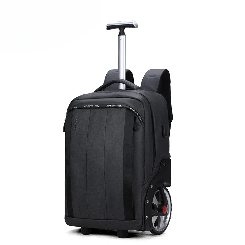 Men Travel Trolley Backpack Rolling Luggage Backpack Trolley Bag with Wheels Business Wheeled Backpack Cabin Carry on Luggage