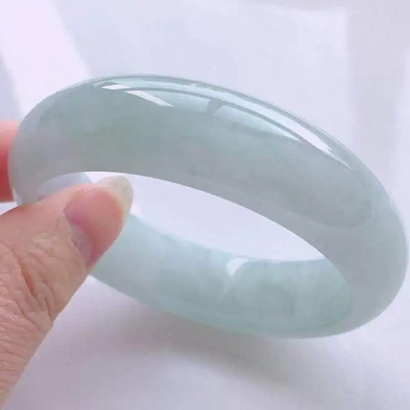 Natural Burmese Old Mine Bracelet for Women, Ice-Waxy Single-Color with Flower Patterns, Light Green Jadeite