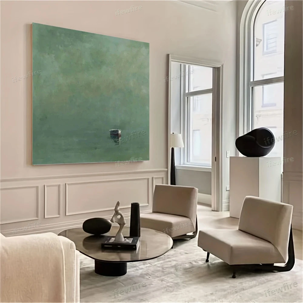 

Pure Hand-Painted Large Oil Painting Thick Texture Abstract Hanging Wall Art Dark Green Porch Decorative Murals Picture For Livi