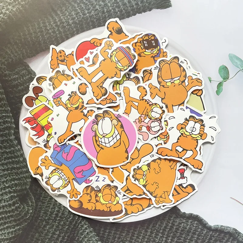 50pcs Cartoons Garfield Sticker Reusable Cute Cat Stickers Scrapbook Laptop Phone Guitar Animal Decal Stickers