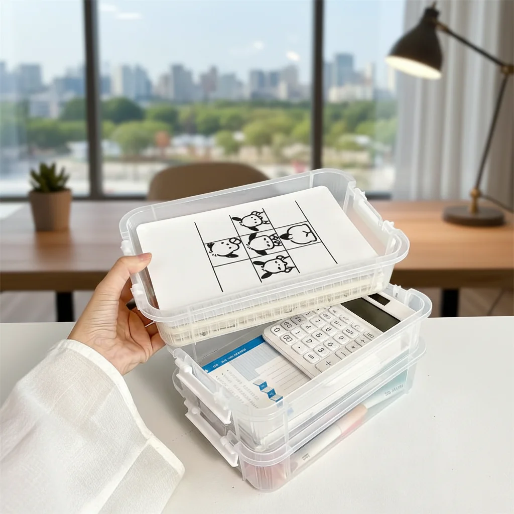 

Многослойный пенал-органайзер для кистей, портативный прозрачный контейнер для хранения, пластиковый ящик с разъемными секциями, шкатулка для украшений