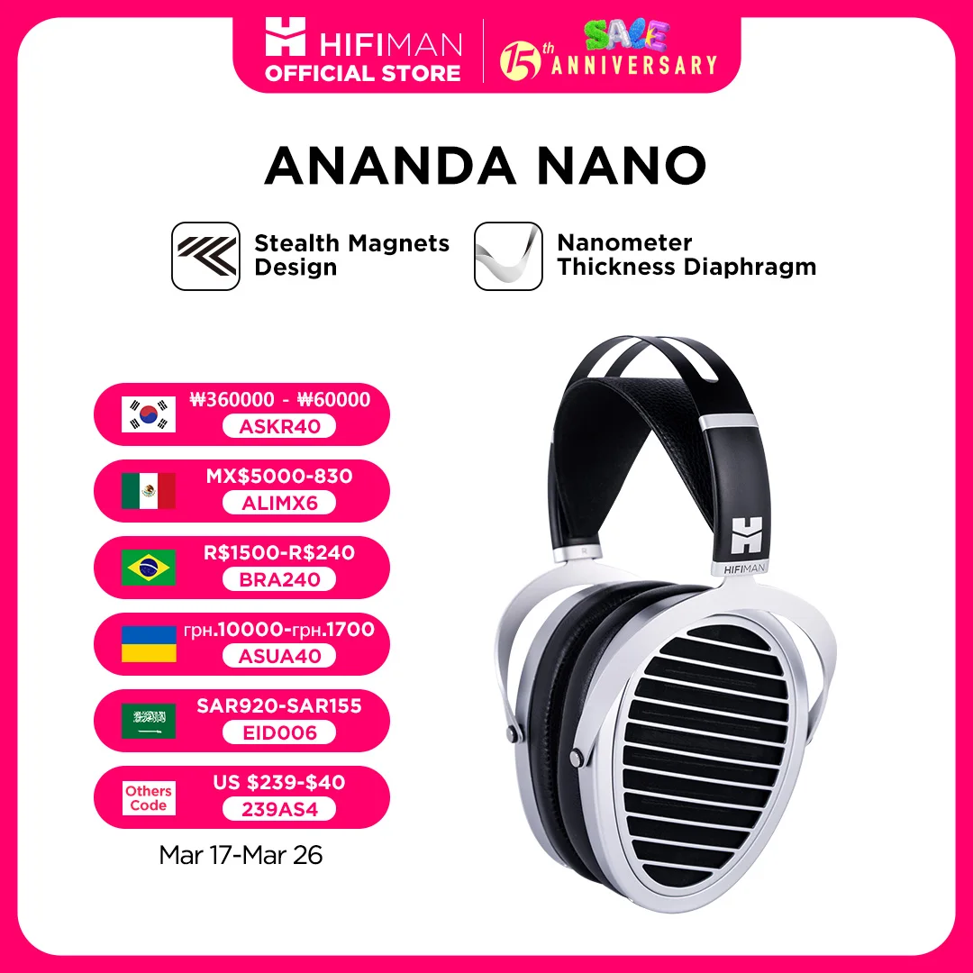 HIFIMAN ANANDA NANO Open-back Planar Magnetic Hi-Fi Headphones with Nanometer Thickness Diaphragm