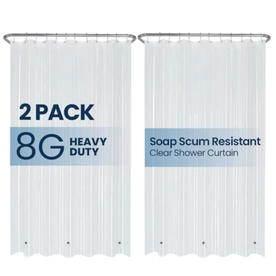 

Waterproof Plastic Shower Curtain - Bathroom Shower Curtain Premium PEVA Non-Toxic with Rust Proof Grommets Frosted 8G Heavy Cl