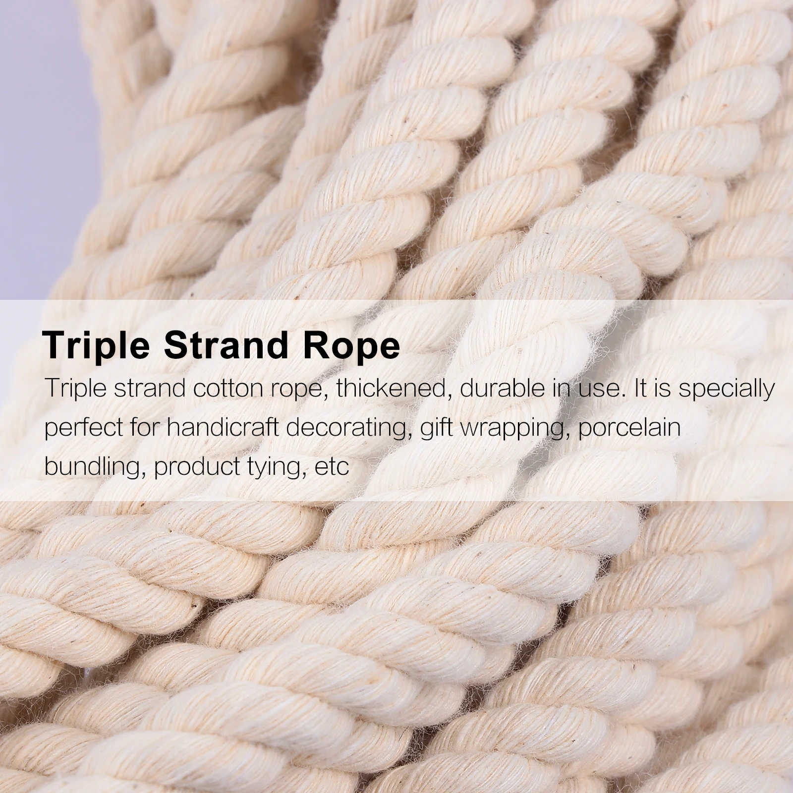 Triple Strand Cotton Rope Thickened Durable Macrame Cord DIY Craft Rope Floral Weddings Gift Wrapping Ribbon Bow Making