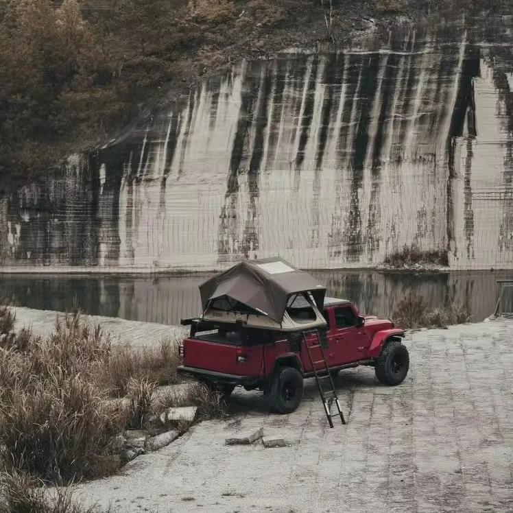 

Car Camping Gear New Aluminum Roof Top Tent Hard Shell Straight Bracing Oxford Fabric Accessories-Wholesale