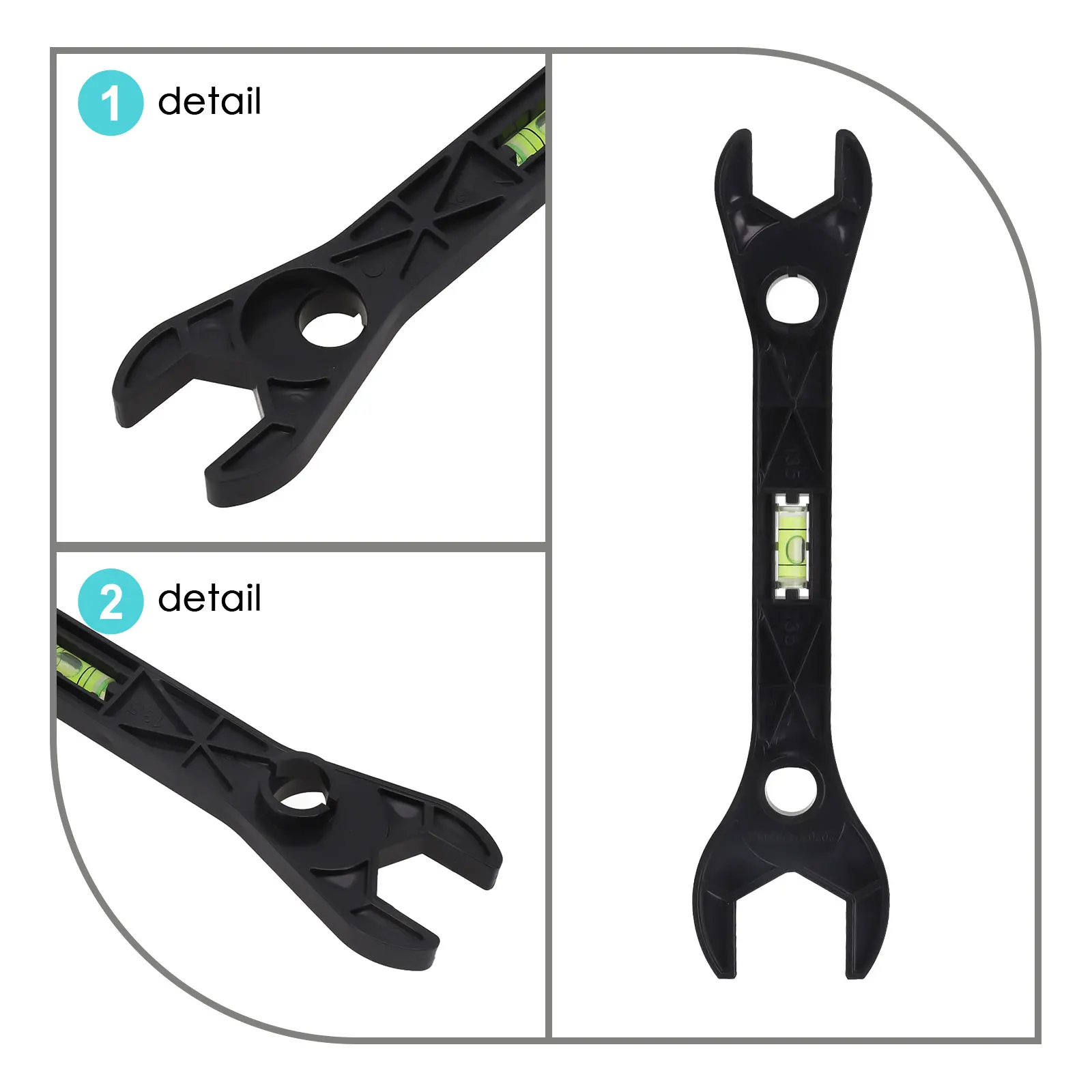 浴室ガジェットシャワーレンチ 1pc 黒修理用浴室水準器手動ツールプラスチックポータブル