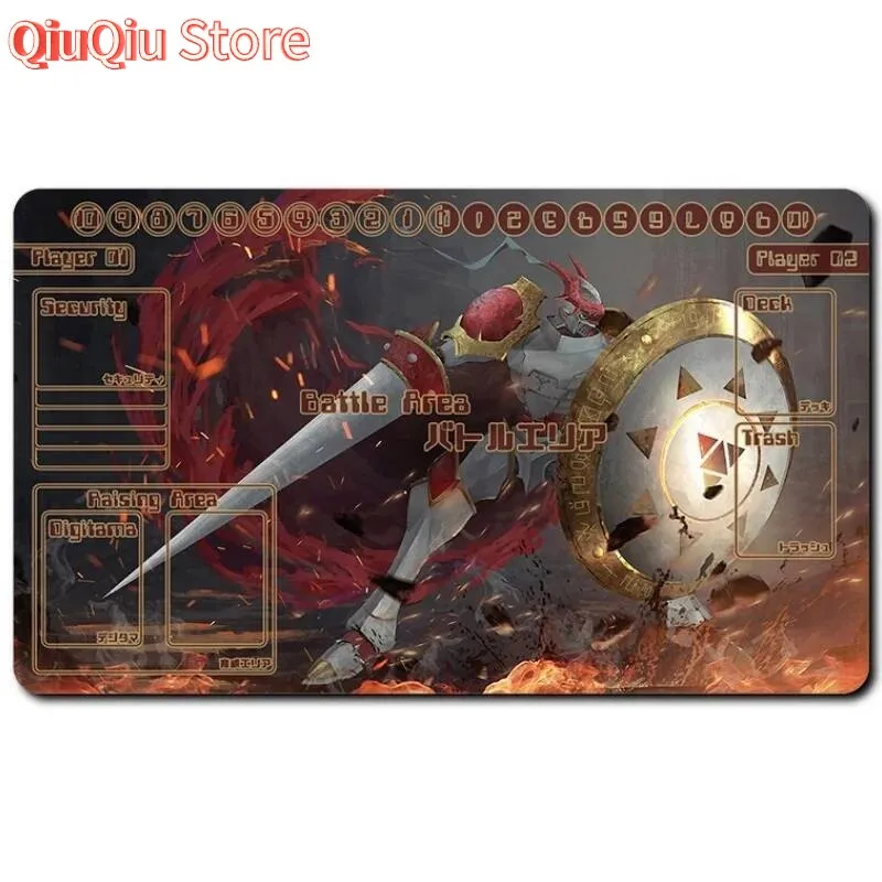 Digimon Adventure Card Pad Terriermon Dukemon Sakuyamon Dtcg Diy Rubber Battle Mat Anime Action Toy Figures for Friends view 5